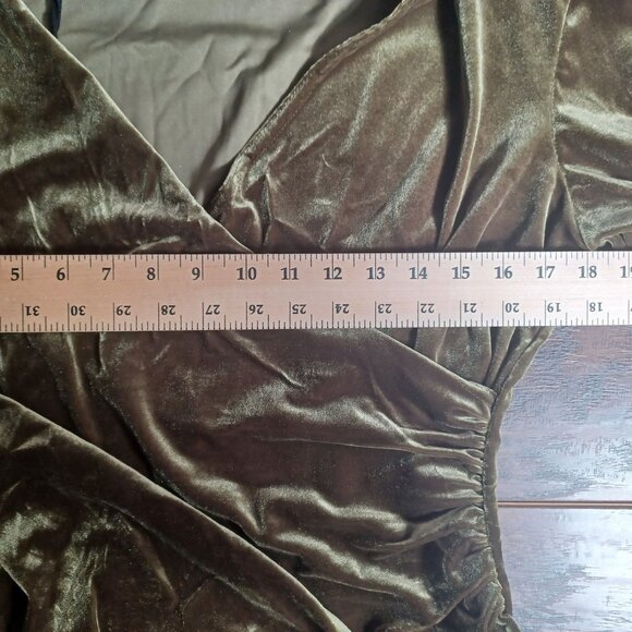 Vintage MSK Top Womens Medium Velvet Green Fairycore Retro 70s Grunge Wrap - Picture 9 of 9